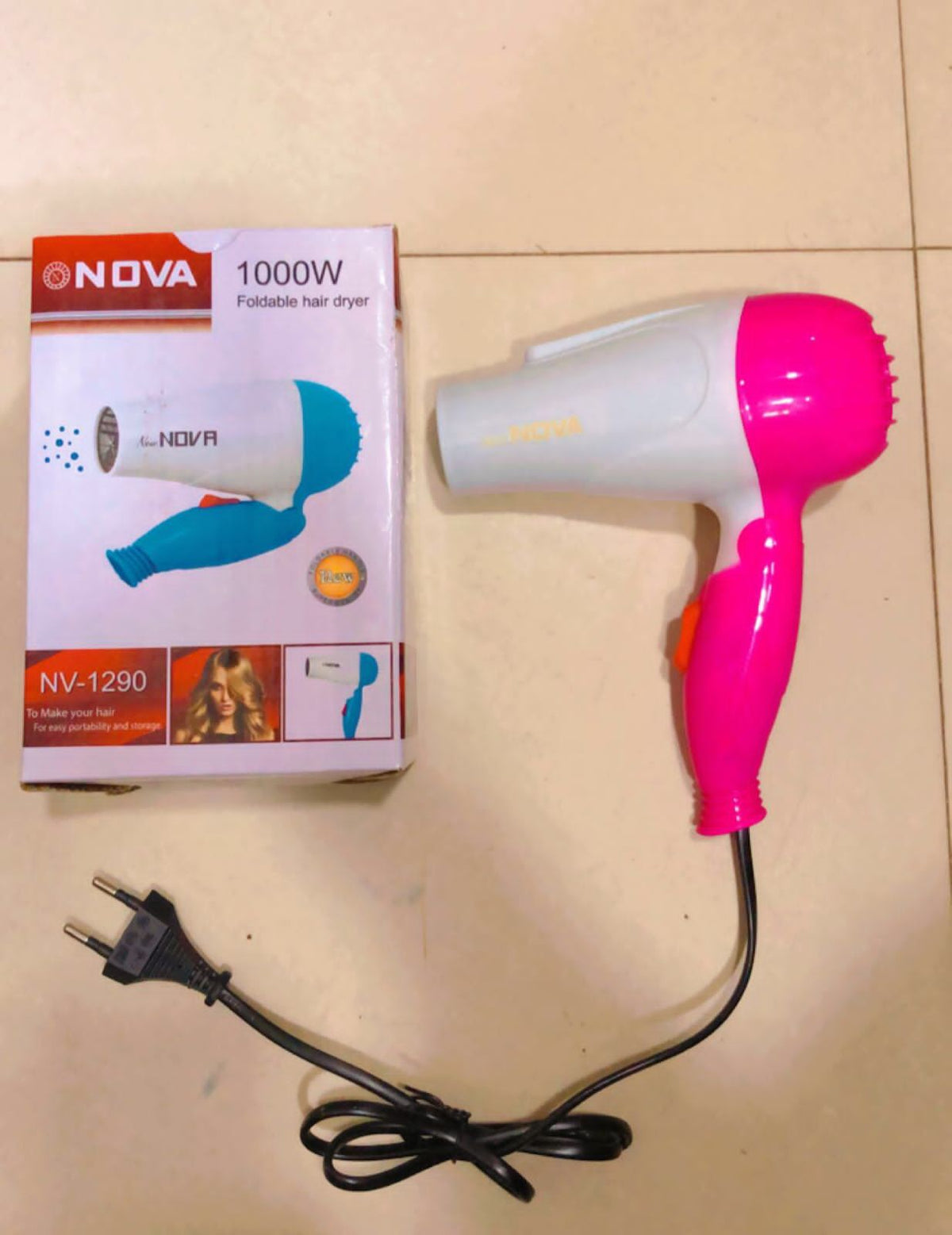 Nova Foldable Hair Dryer – Nv 1290 (random Color)